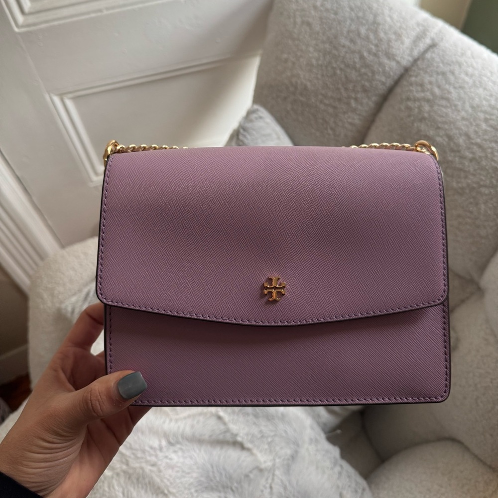 Tory Burch Lavender Crossbody Bag with Gold Chain